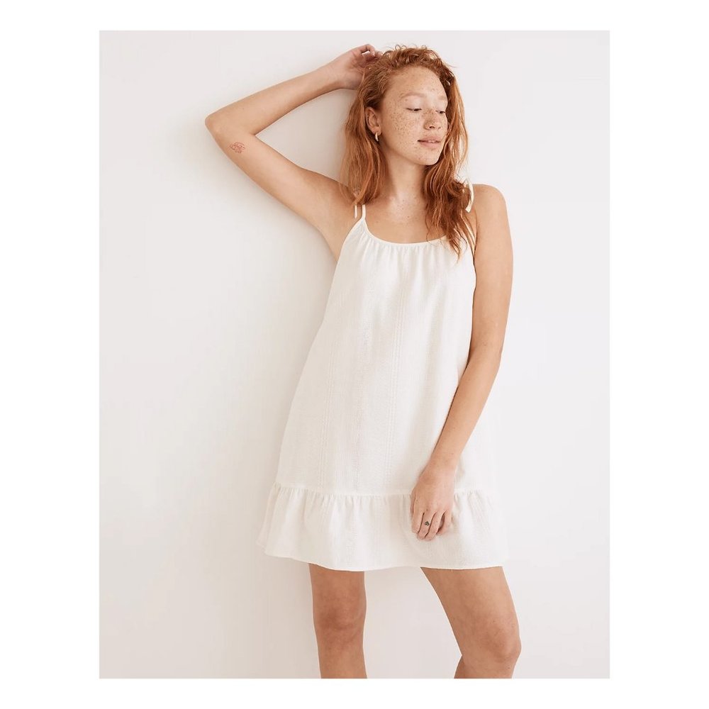 Madewell NWT Lightest Spun Tie-Strap Ruffle Hem Cover-Up Dress Size Large